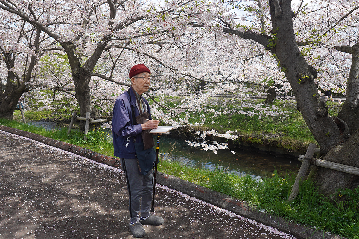 お花見のでのスケッチ